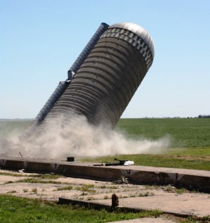youtube construction taking down silo falls on bulldozer